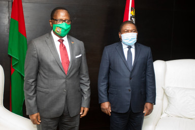 Presidente da República, FILIPE JACINTO NYUSI, recebeu seu homólogo de Malawi, Lazarus McCarthy Chakwera, esta Terça-feira, na Vila de Songo, província de Tete.