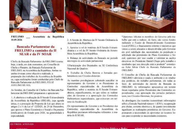 Sessão do Conselho de Chefia e Bancada Parlamentar da FRELIMO